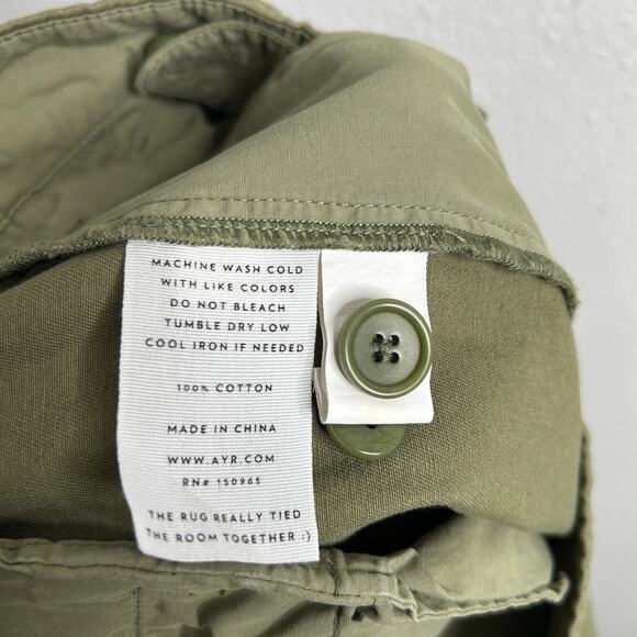 AYR The Metropolitan Cropped Pleated Twill Pants Green Size 10 - Picture 7 of 7